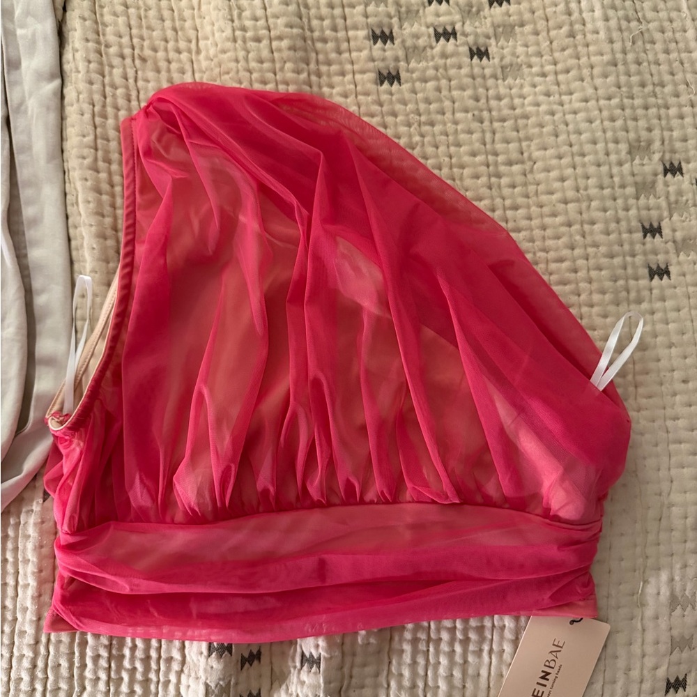 SHEIN Bae Pink One Shoulder Top